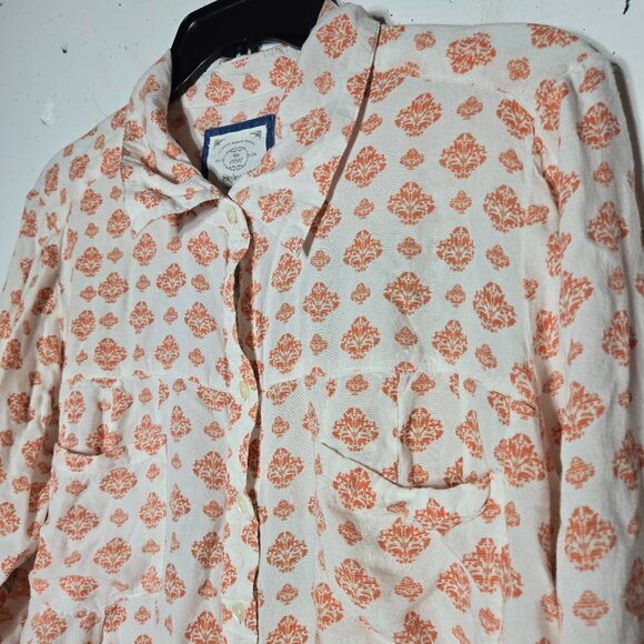 Style & Co Womens Button Front Top Plus Size 1X Roll Tab Sleeve Boho Damask - Picture 10 of 12